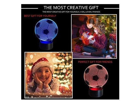 Football 3D Optical Illusion Lamp Night Light for Boys, 7 Color Changing Touch Table