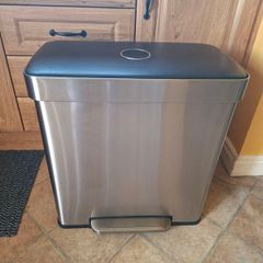 Rubbish Bin with 2 Compartments, 60 Litres, Silver
