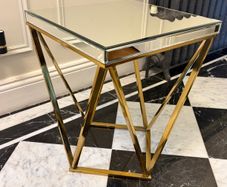 Mirrored/brass legs coffee, side, occasional table