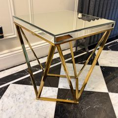 Mirrored/brass legs coffee, side, occasional table