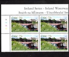 2006 Ireland Inland Waterways 75c The River Barrow Commemorative Stamp Plate Block 1A1A1A1A Mint Never Hinged (MNH)