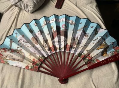 Collectible Hendricks Gin designed wooden fan