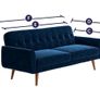 3 Seater Sofa Bed - Navy Blue Image 5