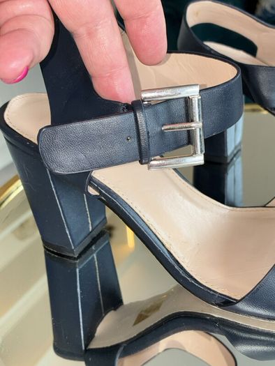 Ladies Navy Block Heel Sandals by Carvela