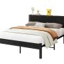 Double Bed Frame Metal Platform Bed Frame with Wood Headboard/Mattress Base/Underbed Storage/No Box Spring Needed/Black Image 3