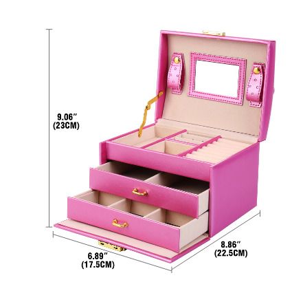 BRAND NEW 3 Layer Velvet PU Jewelry Box Organizer