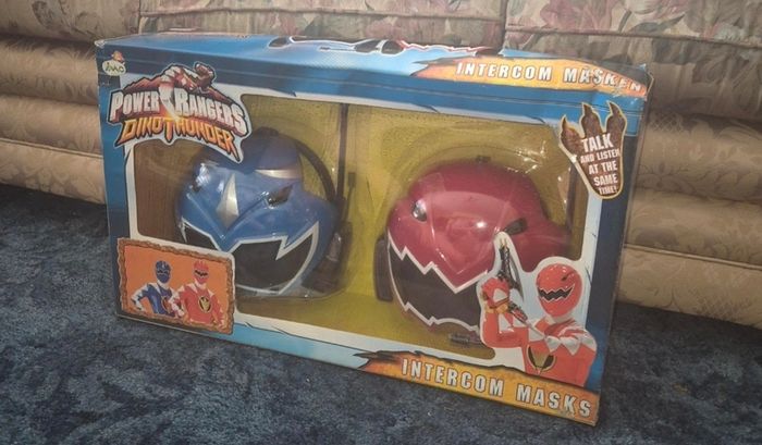 Power Rangers Dino Thunder Red & Blue Communication Masks / Walkie Talkie, RARE