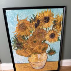 IKEA KNOPPANG Black Frame 50x70 cm with Van Gogh Sunflowers Puzzle