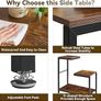 G-Shaped End Table Small Side Table for Living Room Corner Tables for Small Spaces,Balcony,Couch,Bedroom,Flower Stand Rustic Brown Image 4
