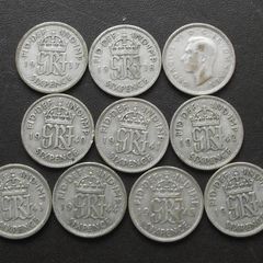 Great Britain. George VI. 10 Silver@6 pence Full run of the years (1937-1946)