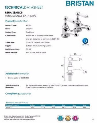 Renaissance Bath Taps - Chrome