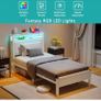 3FT Single Bed Frame with LED Lights and Charging Station Image 8