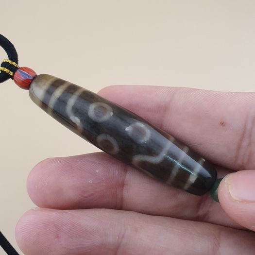 Vintage 7 Eyes Himalayan Tibetan Agate Dzi Bead Amulet