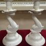 Vintage Leeds Creamware Dolphin / Fish Candlesticks Image 2