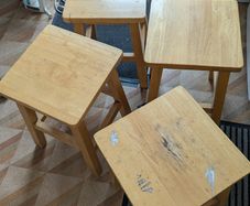4 wooden stools