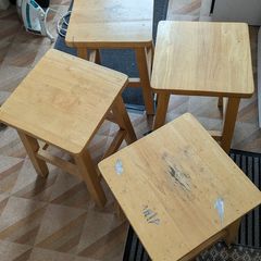4 wooden stools