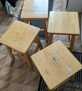 4 wooden stools