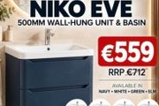 EVE 50 wall hung 2 drawer unit and basin