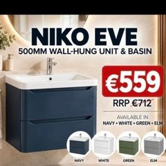 EVE 50 wall hung 2 drawer unit and basin