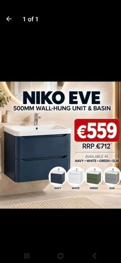 EVE 50 wall hung 2 drawer unit and basin