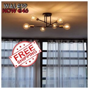 NEW SALE | Vintage Sputnik Ceiling Light, bringing luxury and comfort to your space in an instant under the warm light of E27 Edison bulb Modern Black 4-Light Chandelier, Recommend to use Edison Light Bulbs ( pls Search Bulb ASIN: B08G4YN3TJ) E27 lamphold
