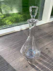 Tall Clear Glass Spirit Decanter with Faceted Stopper, 31cm