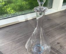 Tall Clear Glass Spirit Decanter with Faceted Stopper, 31cm