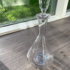 Tall Clear Glass Spirit Decanter with Faceted Stopper, 31cm
