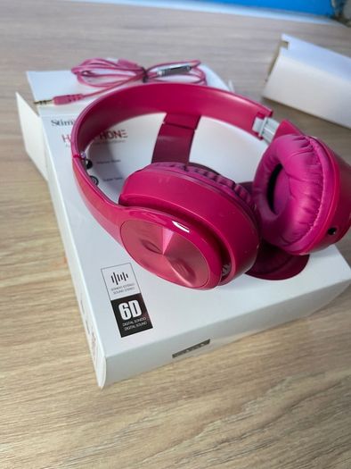 Brand New Dark Pink Wired Headphones with Microphone Super Bass 6D Stereo Headset