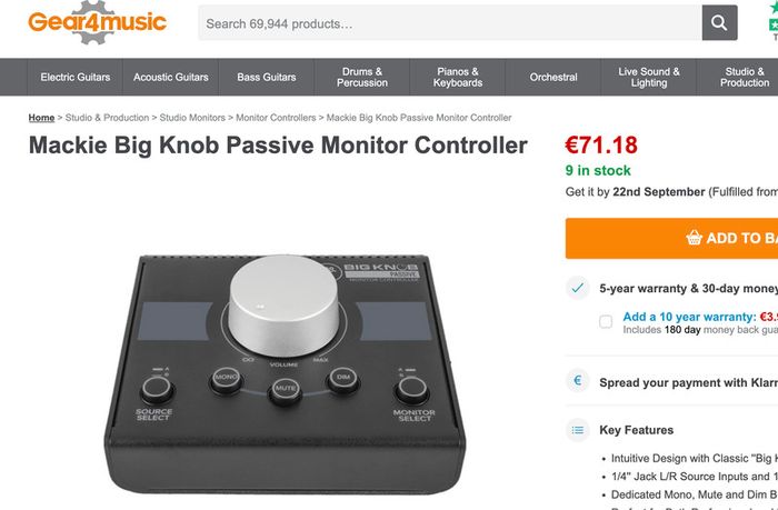 Mackie Big Knob Passive Monitor Controller