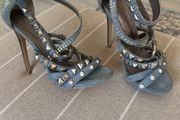 Carvela Denim Blue Studded and Crystal Embellished Shoe