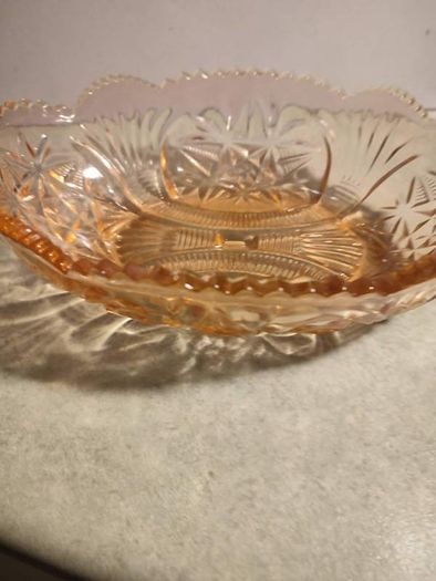Vintage Deep PINK Decorative Oval Shape Bowl, Bohemian Home Decor Bowl, Cut Pattern DEEP PINK Glass Bowl