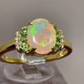 Ethiopian Opal, Tsavorite Garnet & White Zircon Ring Image 7