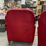 Art Deco 1930's Club Chair Pair Red cloth Image 4