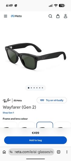 Ray-Ban Meta Gen 2 Glasses - Wayfarer - Shiny Black - Transitions