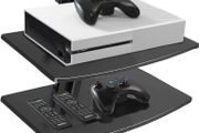 2 Floating Shelf Wall bracket with Strengthened Tempered Glass for DVD Players/Cable Boxes/Games Consoles/TV Accessories, 2 Shelves, Black MULTIPLE SIZES AVAILABLE (FREE POSTAGE)
