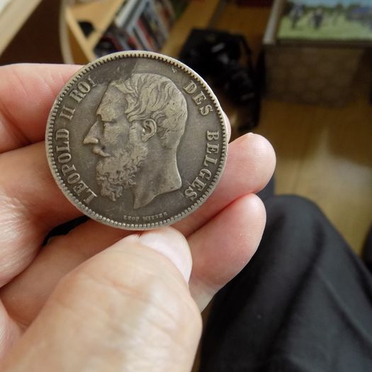 Belgium 1875.5 Francs.90% Silver Crown.Leopold 11.