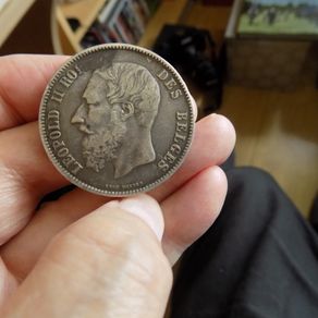 Belgium 1875.5 Francs.90% Silver Crown.Leopold 11.
