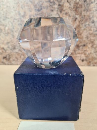 NATIONAL BENZOLE lead crystal Paperweight 60th anniversary  1979 diamond shape vintage