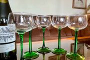 Classic Emerald Green Long Stem Wine Glasses made in France