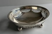 Antique Edwardian Pierced Silver-Plated Bowl with Ball Feet - G.J.W &amp; Co Sheffield