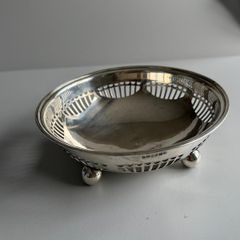 Antique Edwardian Pierced Silver-Plated Bowl with Ball Feet - G.J.W & Co Sheffield