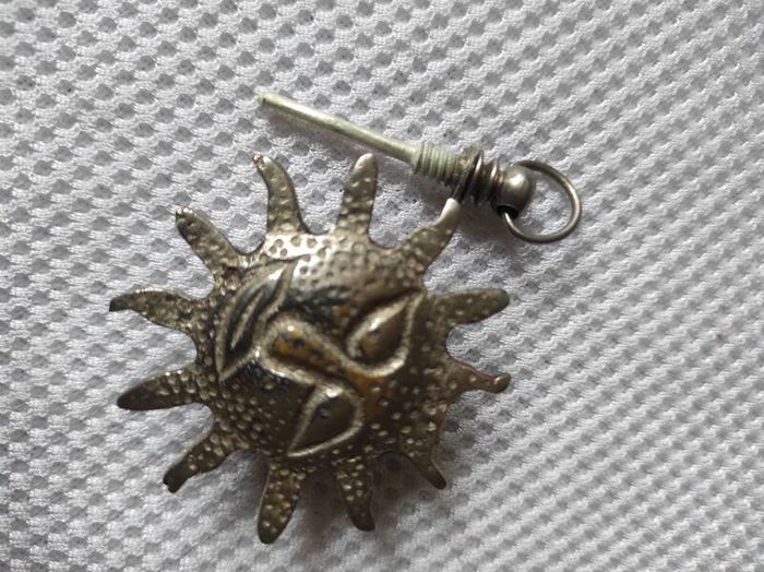 Vintage Metal Perfume Vial Sun Pendant