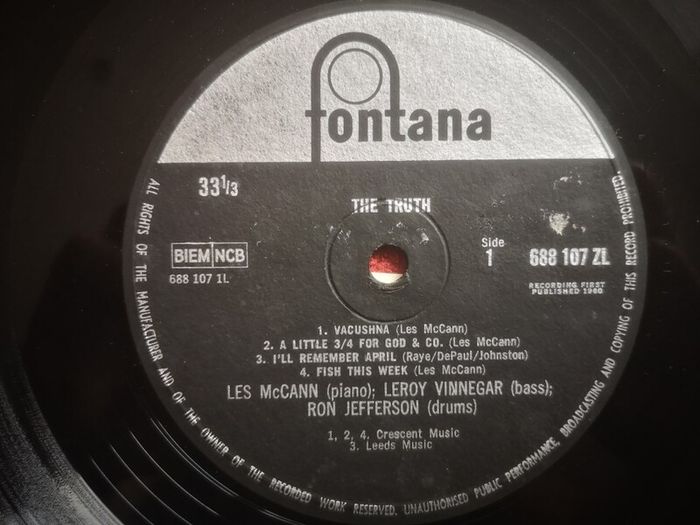 Les Mc Cann - The Truth UK Fontana Mono Jazz Lp