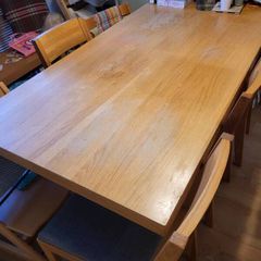 Large dining table, chairs & bench