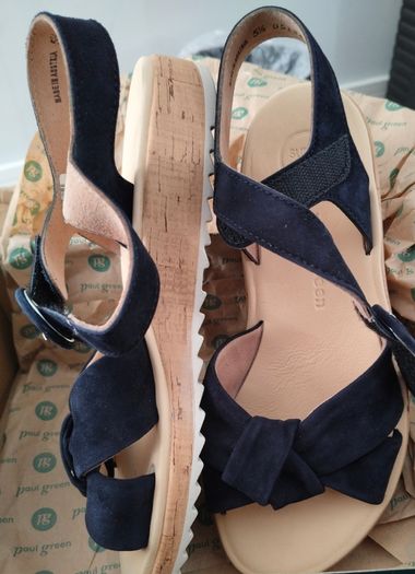 Paul Green Navy Suede Bow Sandals - EU 38.5 (UK 5.5 / US 8) - New with Box