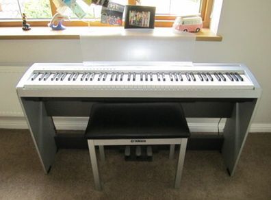 Yamaha P85S Digital Piano  Silver  Matching Stand & 3 Pedal Unit