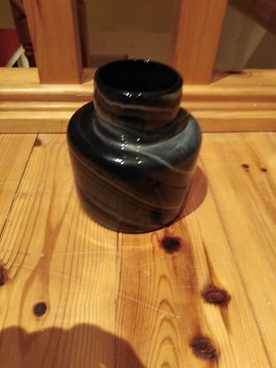 Unusual black / grey vase - stamped V W