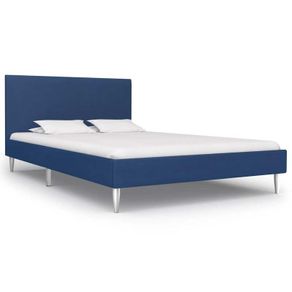 Bed Frame Blue Fabric 120x190 cm