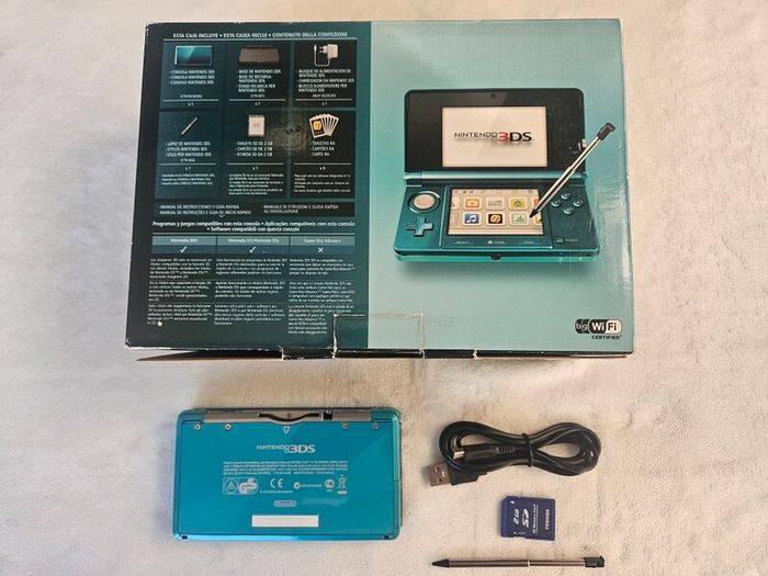 Boxed Nintendo 3DS aqua blue